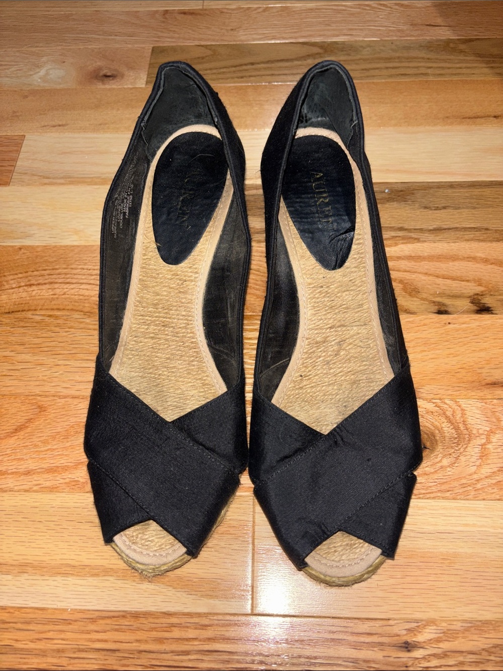 Women’s Black Open-Toe Espadrille Wedge Heels Ralph Lauren Cecilia